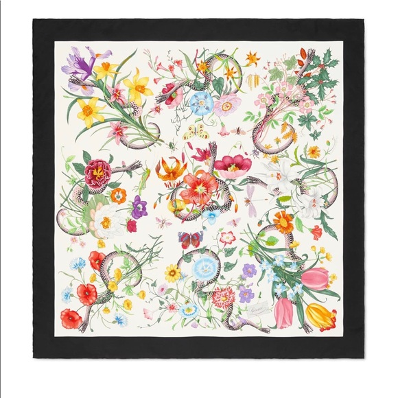 Gucci Snake Floral Print Women’s Scarf - Picture 1 of 1